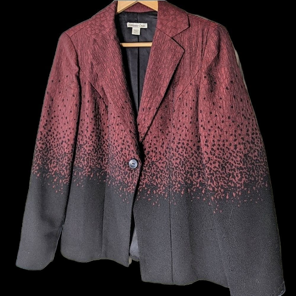Coldwater Creek Metallic Red And Black One Button Blazer size 8-10